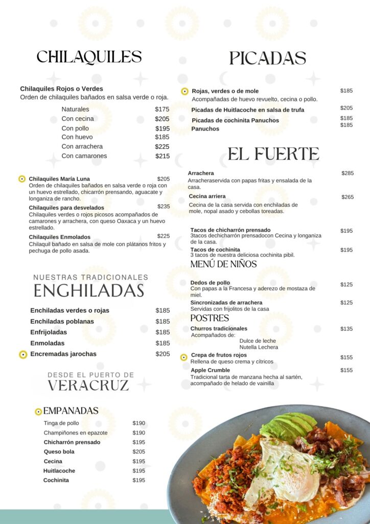 menu restaurante maria luna